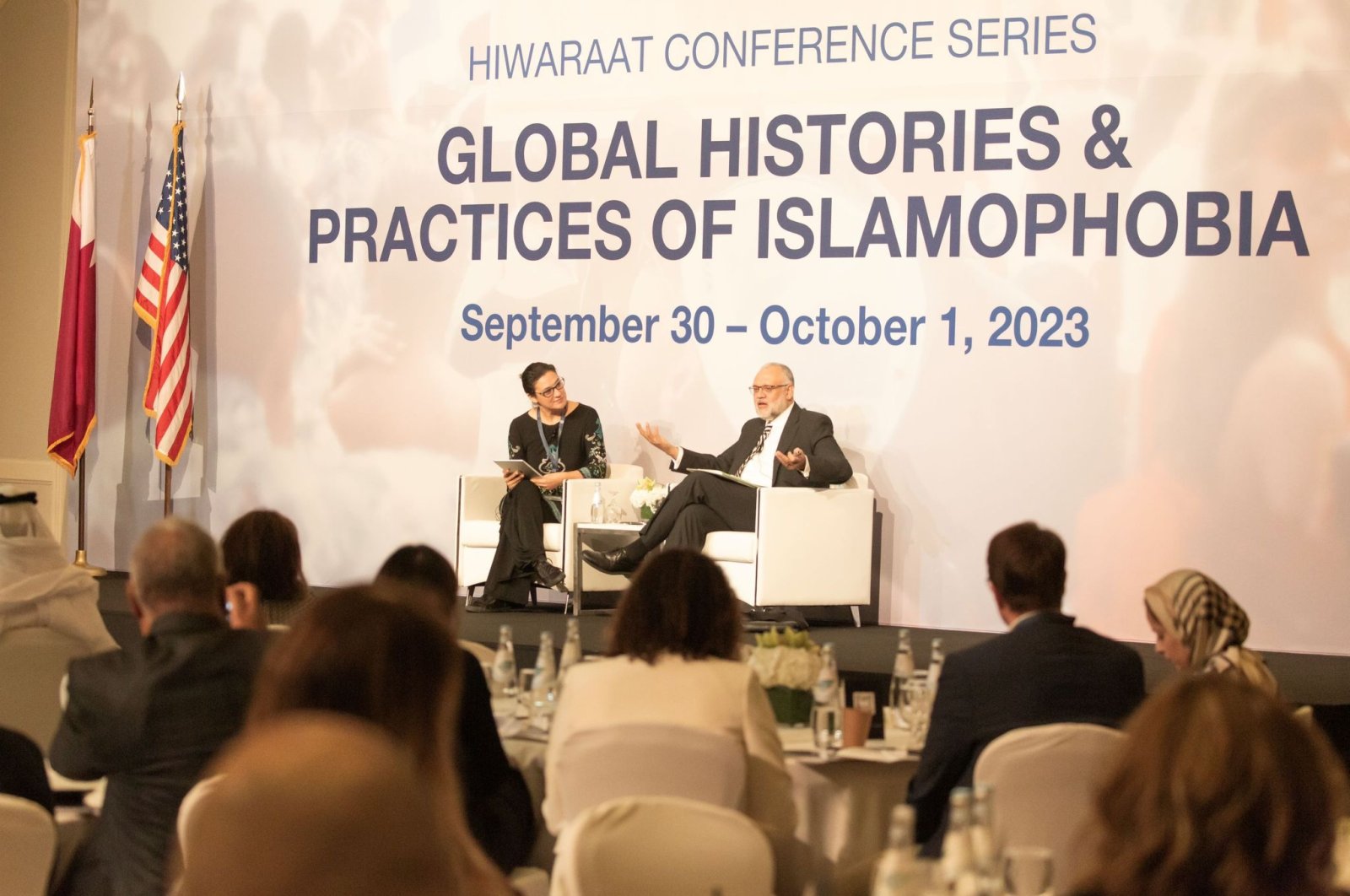 Ebrahim Rasool speaks at the conference, Doha, Qatar, Sept. 30, 2023. (Daily Sabah Photo)