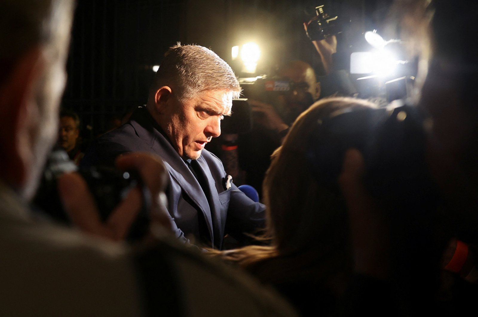 SMER-SSD party leader Robert Fico outside his party&#039;s headquarters in Bratislava, Slovakia, Sept. 30, 2023. (Reuters Photo)