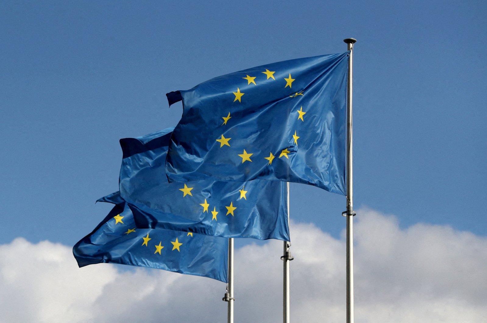 European Union flags fly outside the EU Commission headquarters in Brussels, Belgium Sept. 19, 2019. (Reuters Photo)