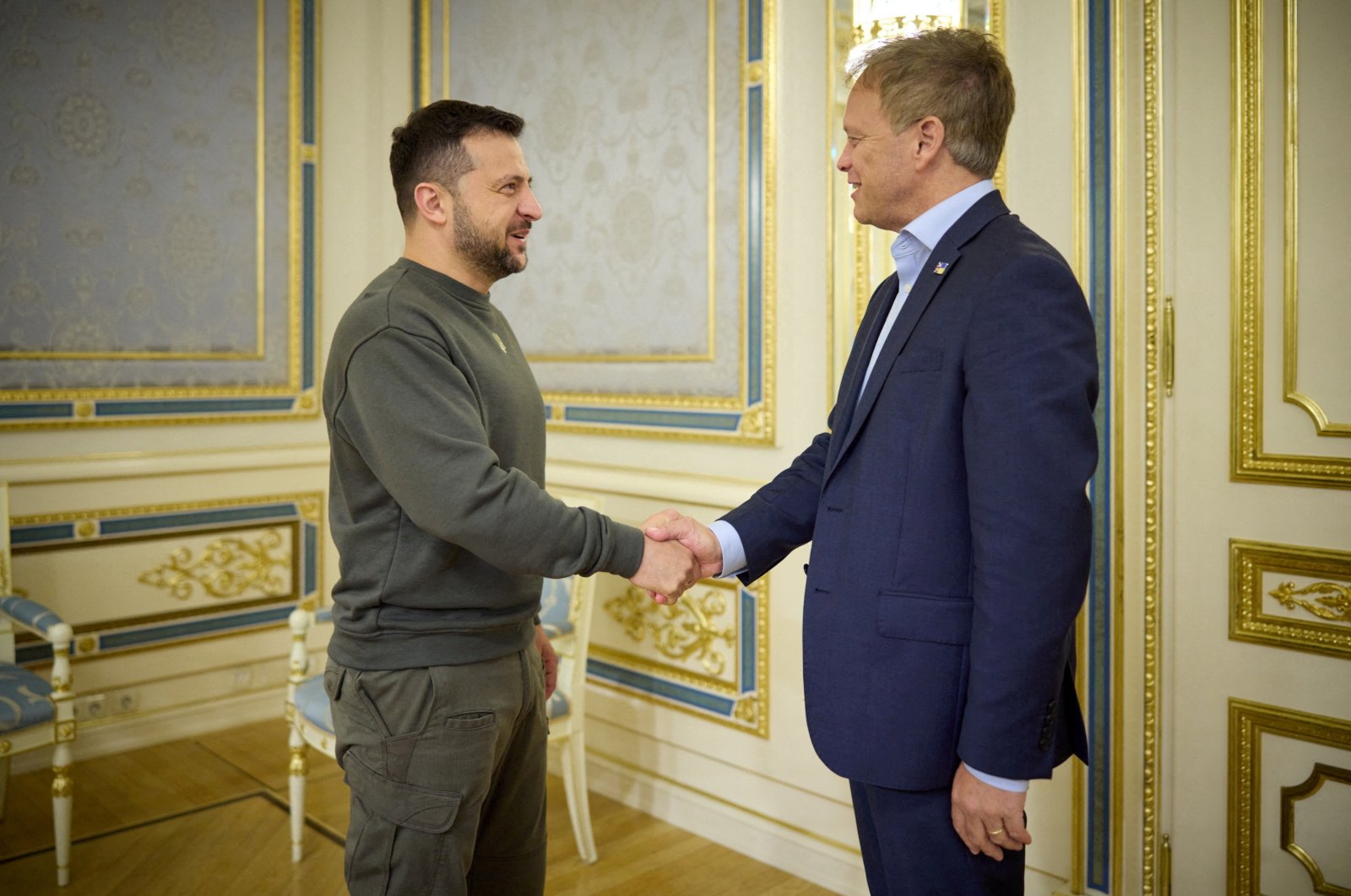 Ukraine&#039;s President Volodymyr Zelenskiyy meets British Defense Secretary Grant Shapps in Kyiv, Ukraine, Sept. 28, 2023. (Reuters Photo)
