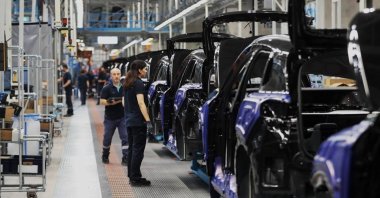 Workers are seen at the Togg factory, in Bursa, northwestern Türkiye, Sept. 20, 2023. (IHA Photo)