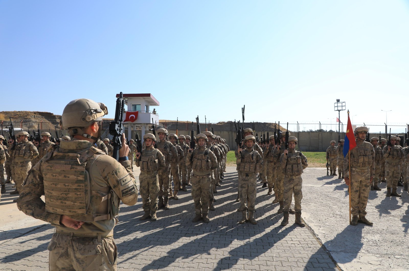 Turkish commandos attend a farewell ceremony before they leave for deployment in Syria, in Bitlis, eastern Türkiye, Sept. 29, 2023. (DHA Photo)