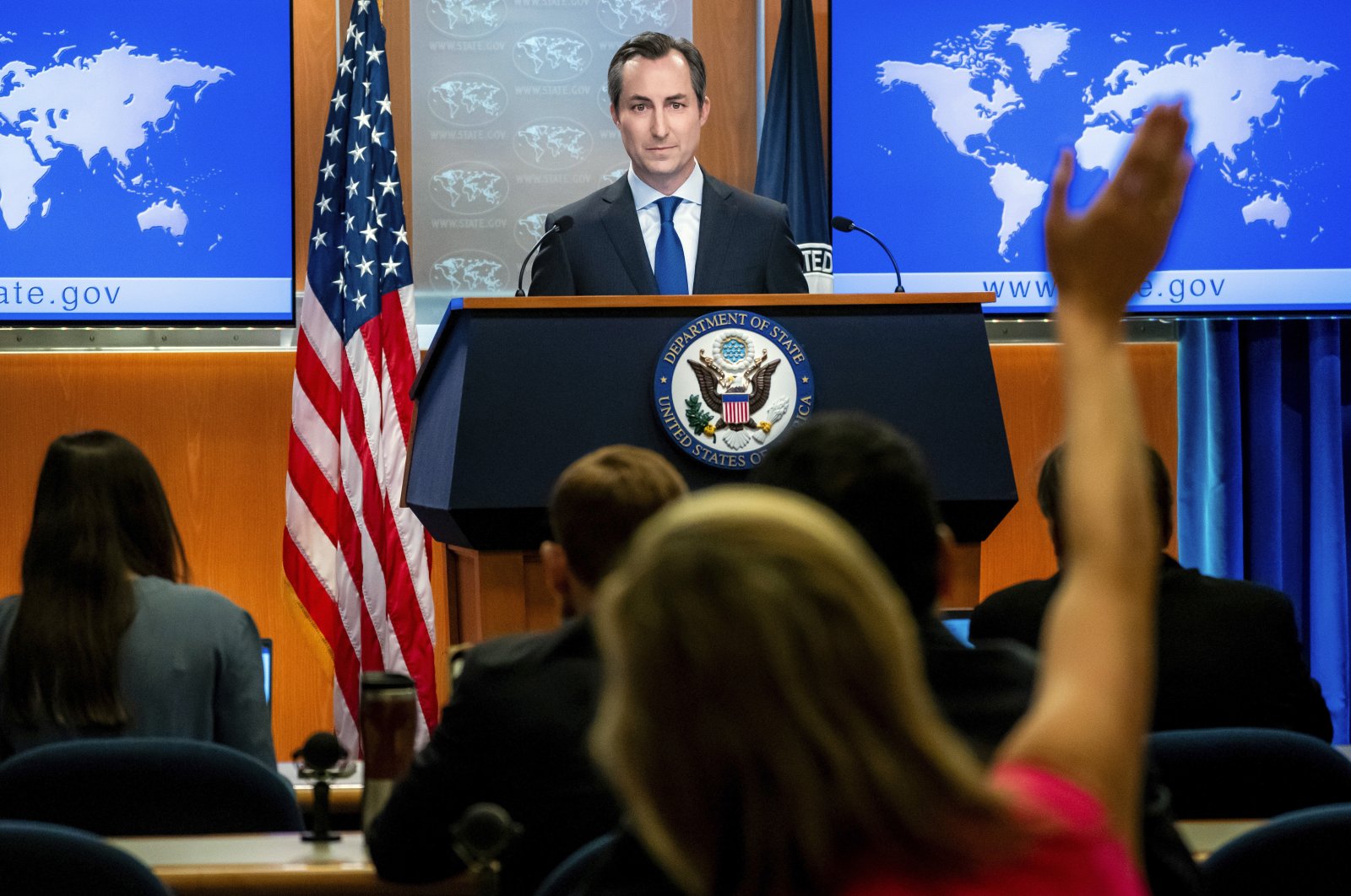 State Department spokesperson Matthew Miller answers questions during a news briefing at the State Department on Tuesday, July 18, 2023, in Washington. (AP File Photo)