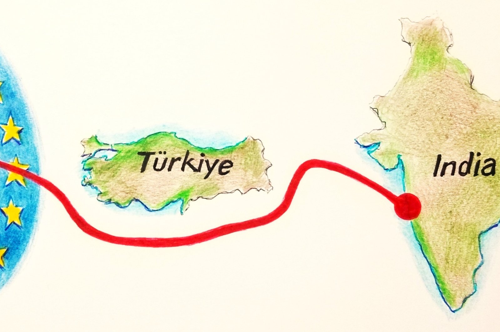 &quot;Expanding the corridor to encompass Türkiye may serve as a counterbalance to other geopolitical actors in the region, contributing to regional stability.&quot; (Illustration by Erhan Y)