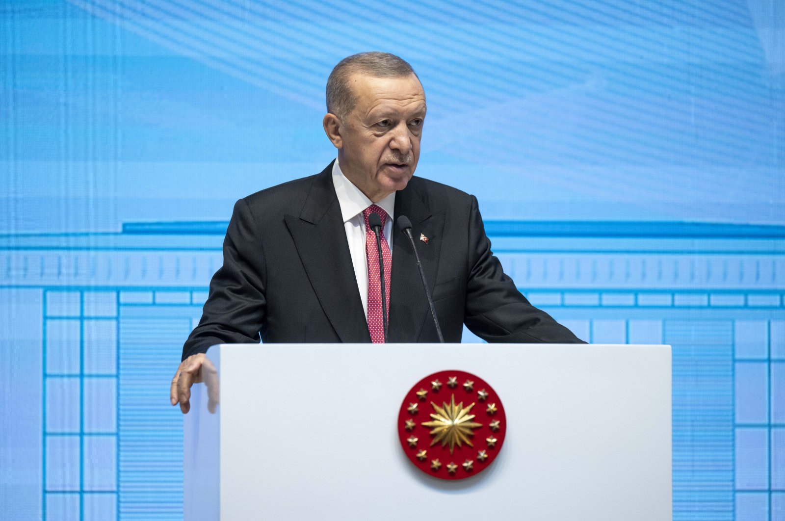 President Recep Tayyip Erdoğan speaks at the event, in the capital Ankara, Türkiye, Oct. 3, 2023. (AA Photo)