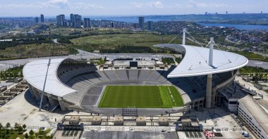 An aerial view of Atatürk Olympic Stadium, Istanbul, Türkiye, May 30, 2020. (AP Photo)