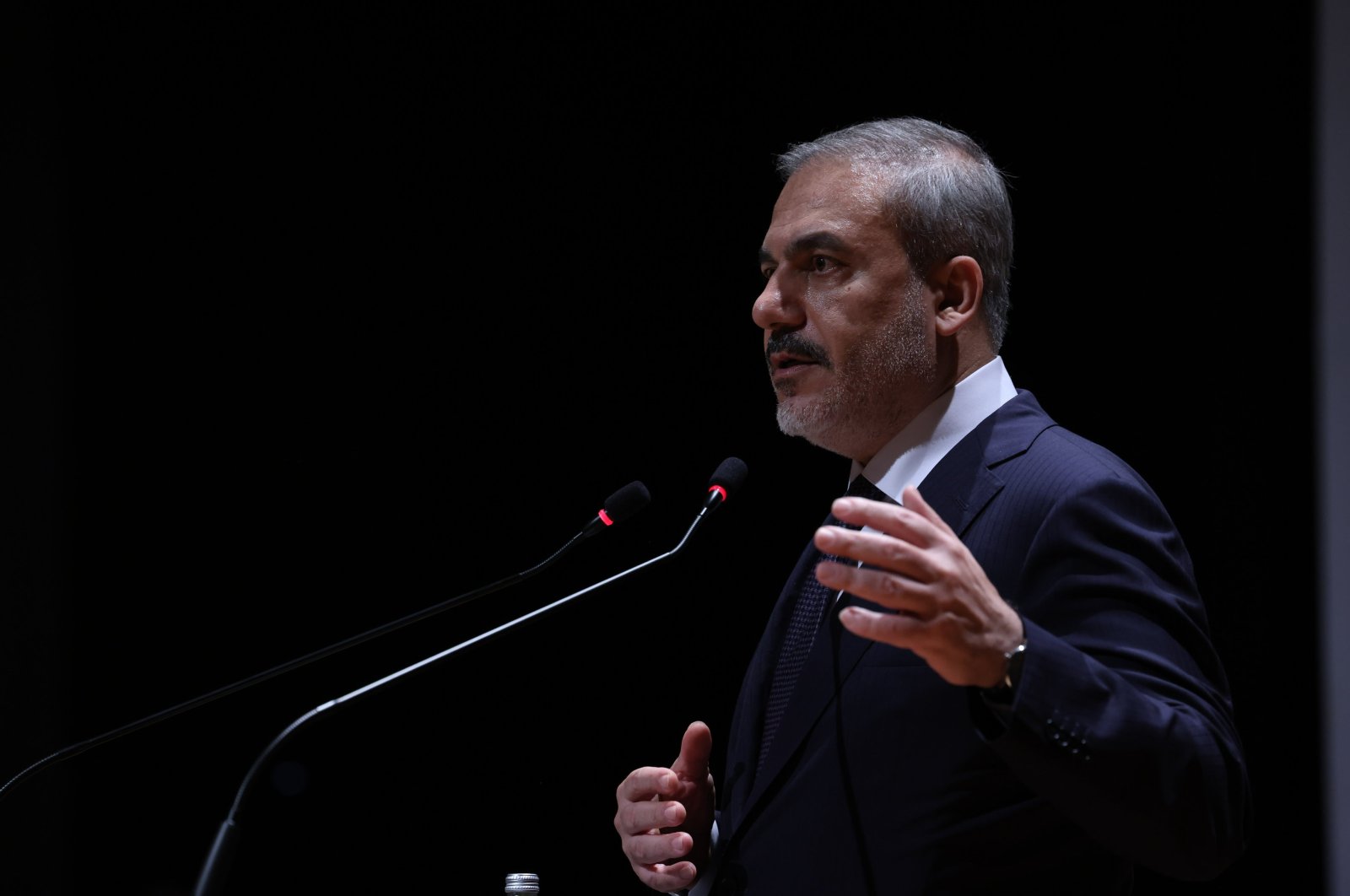 Foreign Minister Hakan Fidan speaks at an event in Muğla, southwestern Türkiye, Sept. 29, 2023. (AA Photo)