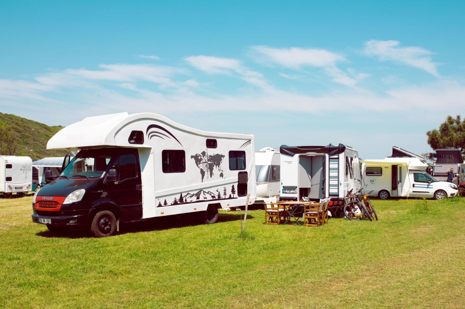 A number of caravans are seen in the 4th Istanbul Caravan Festival, Türkiye, Oct. 5, 2023. (Photo by Istanbul Caravan Festival)