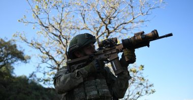This handout photo from the Turkish Defense Ministry shows a Turkish soldier participating in a counterterrorism operation in eastern Türkiye on an unknown date. (IHA Photo)