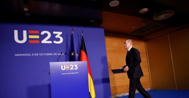 German Chancellor Olaf Scholz arrives to attend a news conference, as the informal meeting of European heads of state or government takes place in Granada, Spain Oct. 6, 2023. (Reuters Photo)