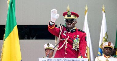 Gabon coup leader General Brice Oligui Nguema is sworn in as interim president during his swearing-in ceremony, in Libreville, Gabon, Sept. 4, 2023. (Reuters Photo)