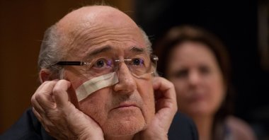 Former FIFA president Joseph S. Blatter attends a press conference as reaction to his banishment for eight years by the FIFA ethics committee at FIFA's former headquarters at Sonnenberg, Zurich, Switzerland, Dec. 21, 2015. (Getty Images Photo)
