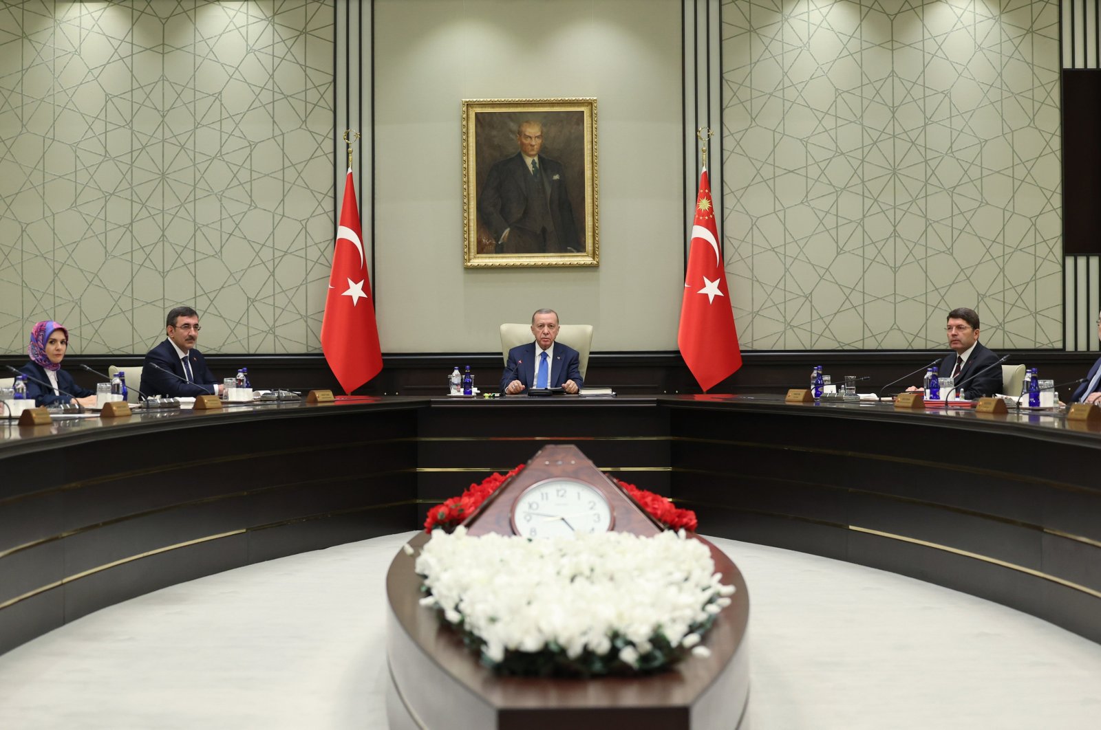 President Recep Tayyip Erdoğan chairs a cabinet meeting in the capital Ankara, Oct. 9, 2023. (AA Photo)
