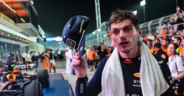 Red Bull Racing&#039;s Dutch driver Max Verstappen reacts after the Qatari Formula One Grand Prix at Lusail International Circuit, Lusail, Qatar, Oct. 8, 2023. (AFP Photo)