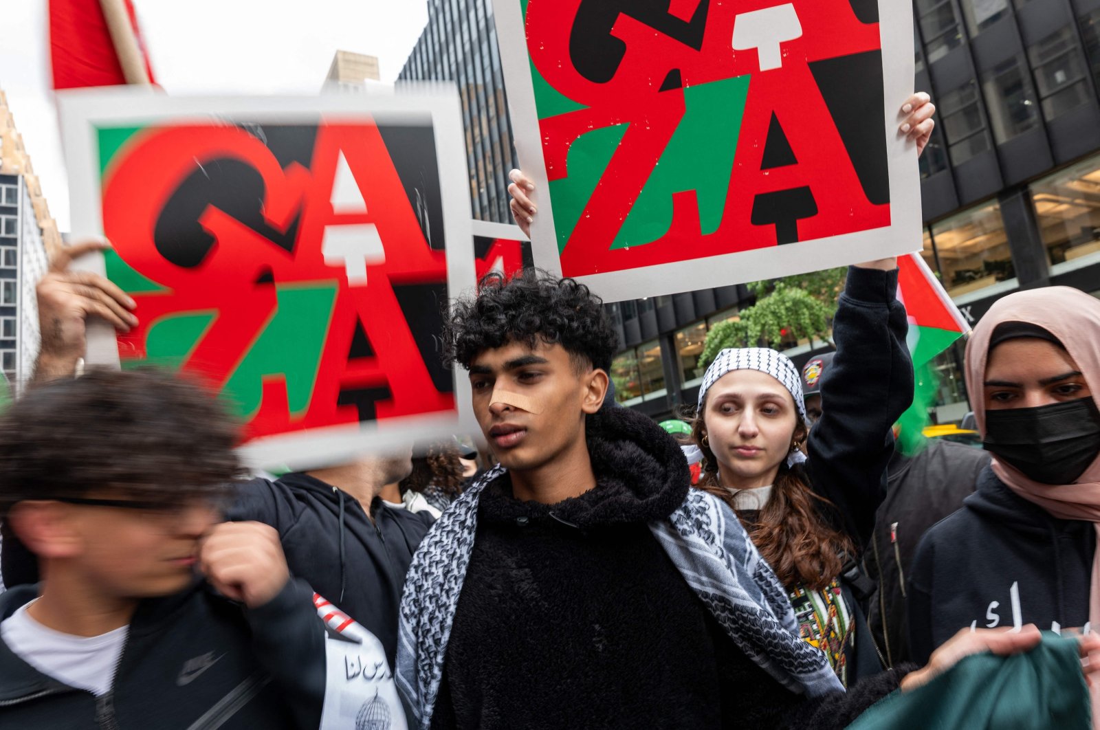 Palestinian supporters participate in a rally in midtown Manhattan, in New York City, U.S., Oct. 09, 2023. (AFP photo)