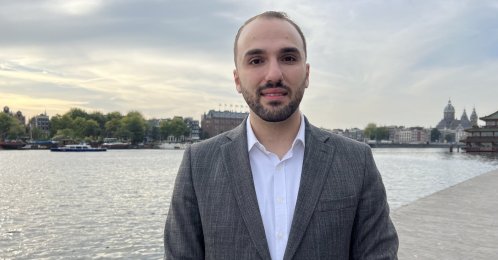 Yasin Makineli, an MP for the Farmer-Citizen Movement (BBB), poses for a photo during an interview with Anadolu Agency (AA) in Amsterdam, Netherlands, Oct. 10, 2023. (AA Photo)