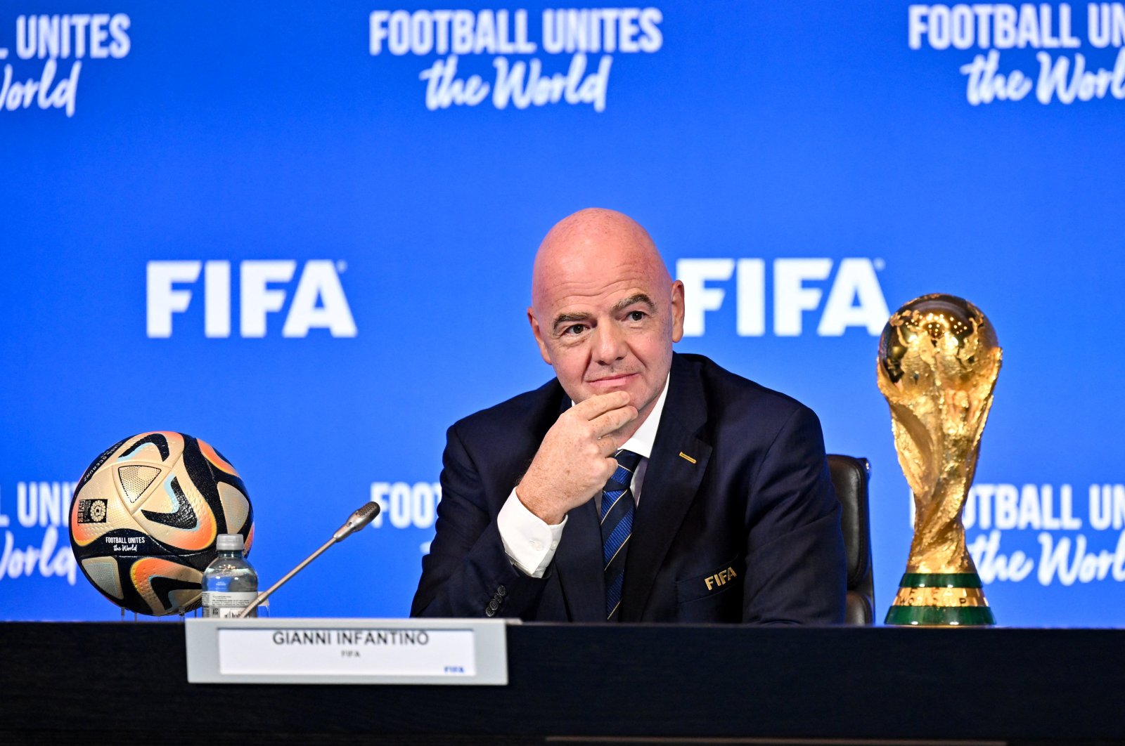 FIFA President Gianni Infantino during the FIFA Virtual Council Meeting, Zurich, Switzerland, Oct. 4, 2023. (Reuters Photo)