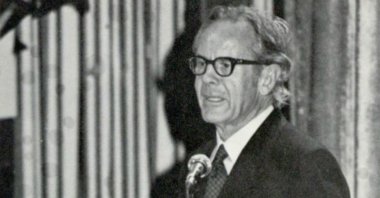 Rollo May during a conference in 1977, Madrid, Spain. (Wikipedia Photo)