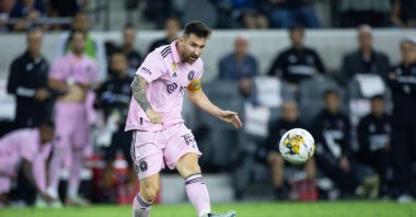 Inter Miami's Lionel Messi kicks the ball toward the goal during their match against Los Angeles Football Club, Los Angeles, U.S., Sept. 3, 2023. (Getty Images Photo)