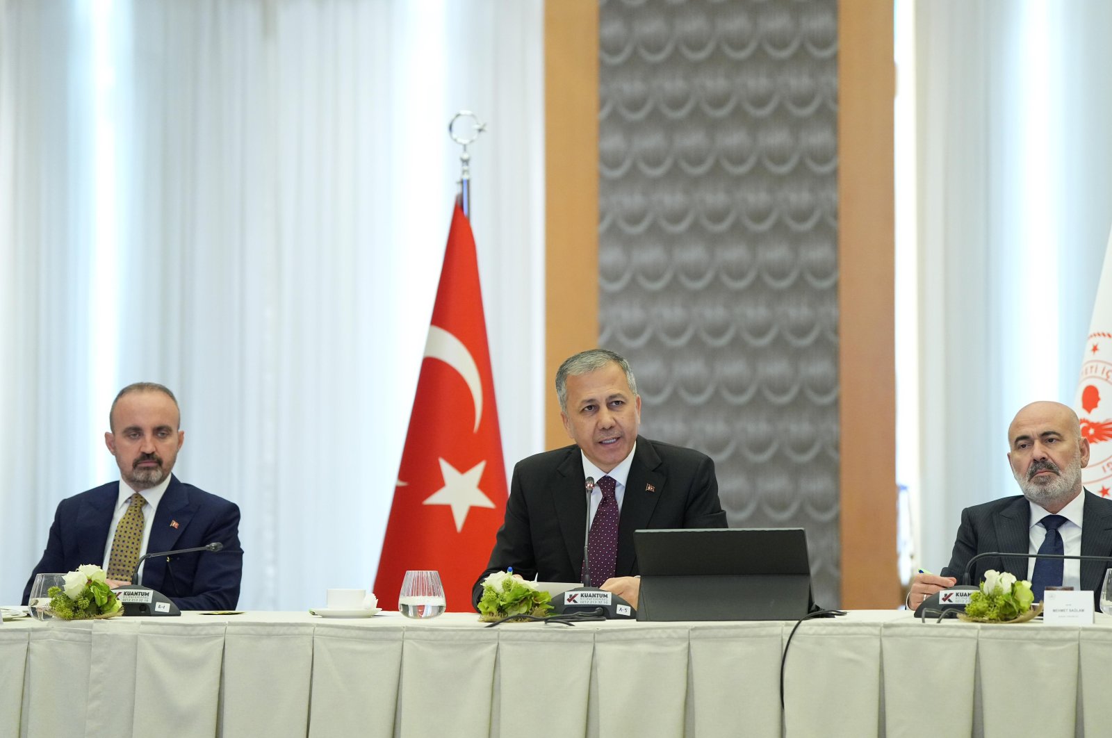Interior Minister Ali Yerlikaya speaks to reporters in Istanbul, Türkiye, Oct. 12, 2023. (DHA Photo)