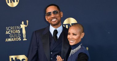 U.S. actor Will Smith and his wife actress Jada Pinkett Smith arrive for the 28th Annual Screen Actors Guild (SAG) Awards at the Barker Hangar in Santa Monica, California, U.S., Feb. 27, 2022. (AFP Photo)
