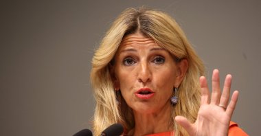 Spain&#039;s Deputy Prime Minister Yolanda Diaz meets representatives of the women&#039;s football players&#039; union FUTPRO in Madrid, Spain, Aug. 28, 2023. (Reuters File Photo)