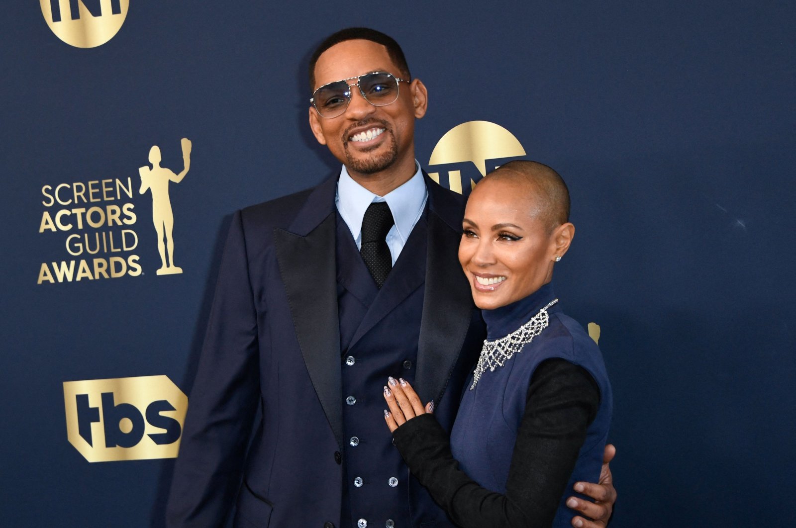U.S. actor Will Smith and his wife actress Jada Pinkett Smith arrive for the 28th Annual Screen Actors Guild (SAG) Awards at the Barker Hangar in Santa Monica, California, U.S., Feb. 27, 2022. (AFP Photo)