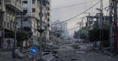 A deserted area with heavily damaged and destroyed buildings after residents of Gaza City began evacuating following an Israeli warning of increased military operations in the Gaza Strip, Palestine, Oct. 14, 2023. (EPA Photo)