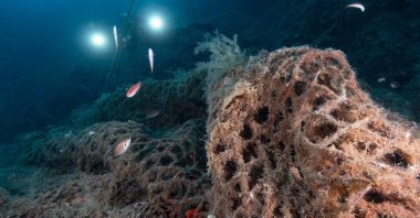 A ghost net under the sea off the coast of Karaburun, Izmir, western Türkiye, July 26, 2022. (AA Photo)
