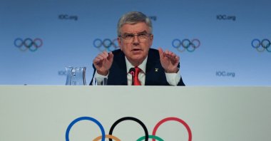 International Olympic Committee (IOC) President Thomas Bach gestures as he speaks during a news conference, ahead of the 141st IOC Session, Mumbai, India, Oct. 13, 2023. (Reuters Photo)