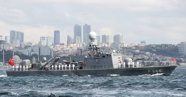 The TCG Gurbet, a Turkish Naval Forces' fast attack craft, participates in a ceremony to mark Naval Forces Day in Istanbul, Türkiye, Sept. 27, 2023. (AA Photo)