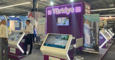 Stand of Türkiye along with micro-mobility firm Binbin are displayed at Expand North Star, Dubai, United Arab Emirates, Oct. 16, 2023. (AA Photo)