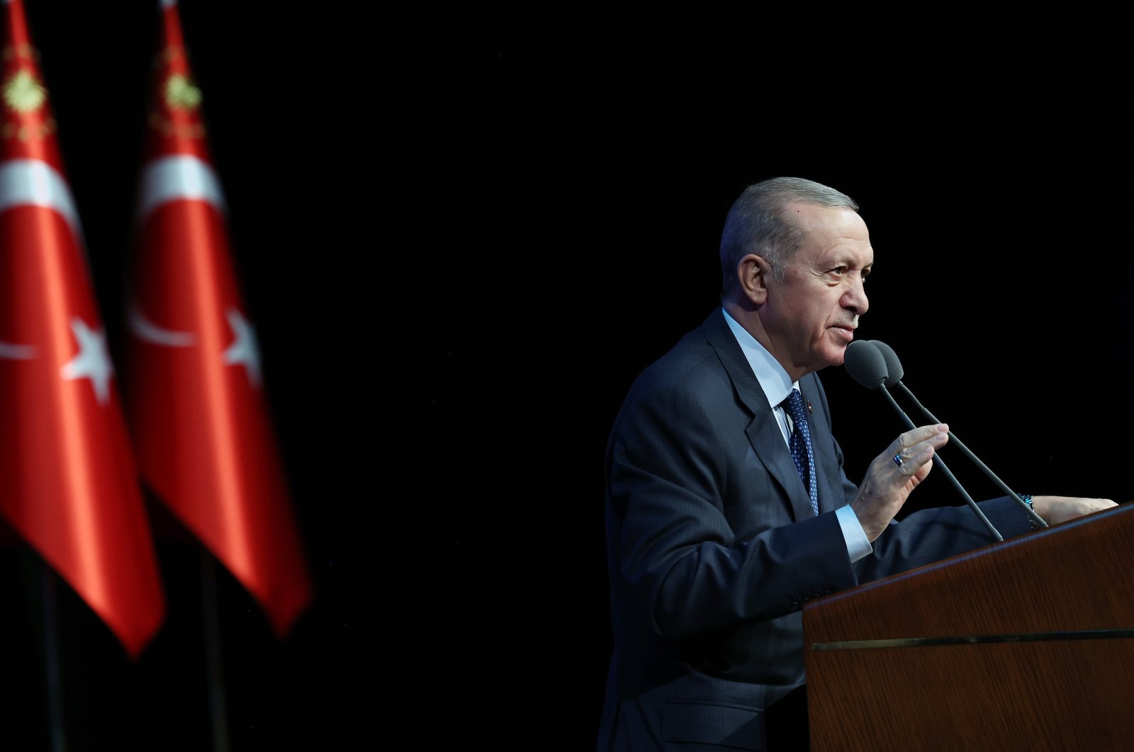 President Recep Tayyip Erdoğan speaks during an event in Ankara, Türkiye, Oct. 12, 2023. (AA Photo)