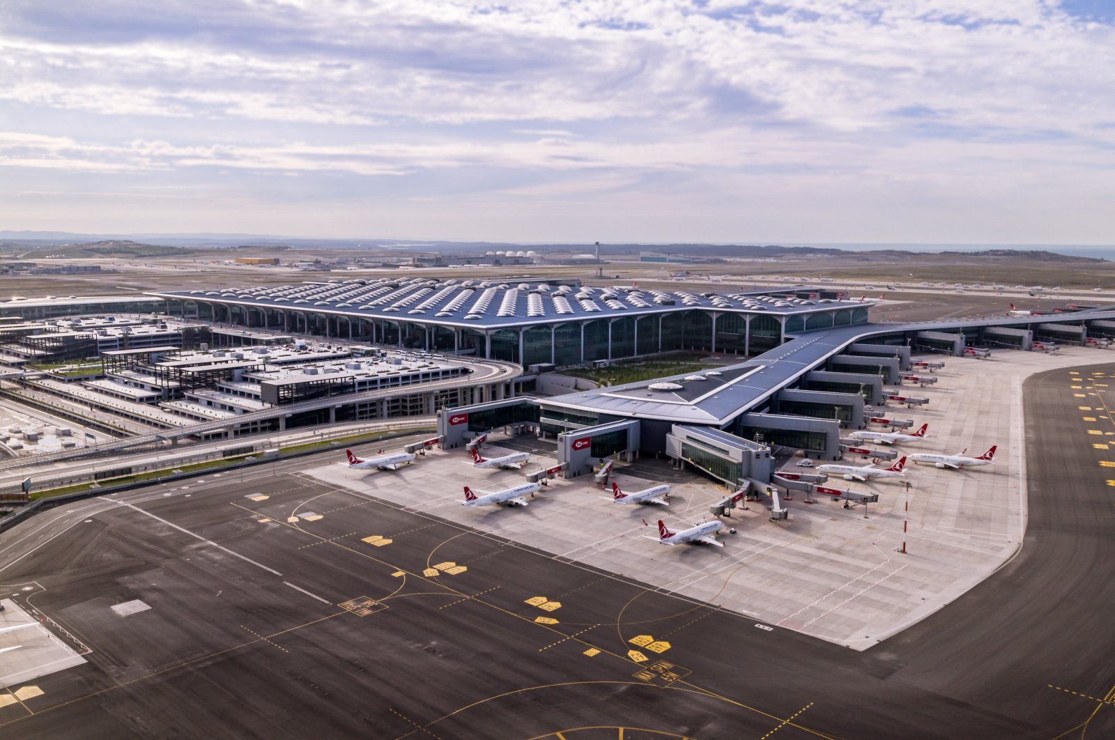 Aerial view of Türkiye&#039;s largest airport, Istanbul Airport, Istanbul, Türkiye, Oct. 14, 2023. (AA Photo)