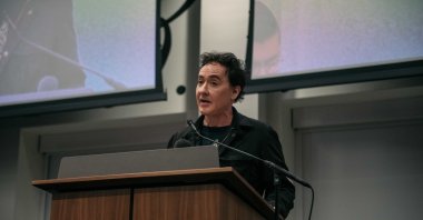 Actor John Cusack speaks at a rally ahead of an upcoming potential strike, Chicago, U.S., Sept. 24, 2019. (Getty Images Photo)