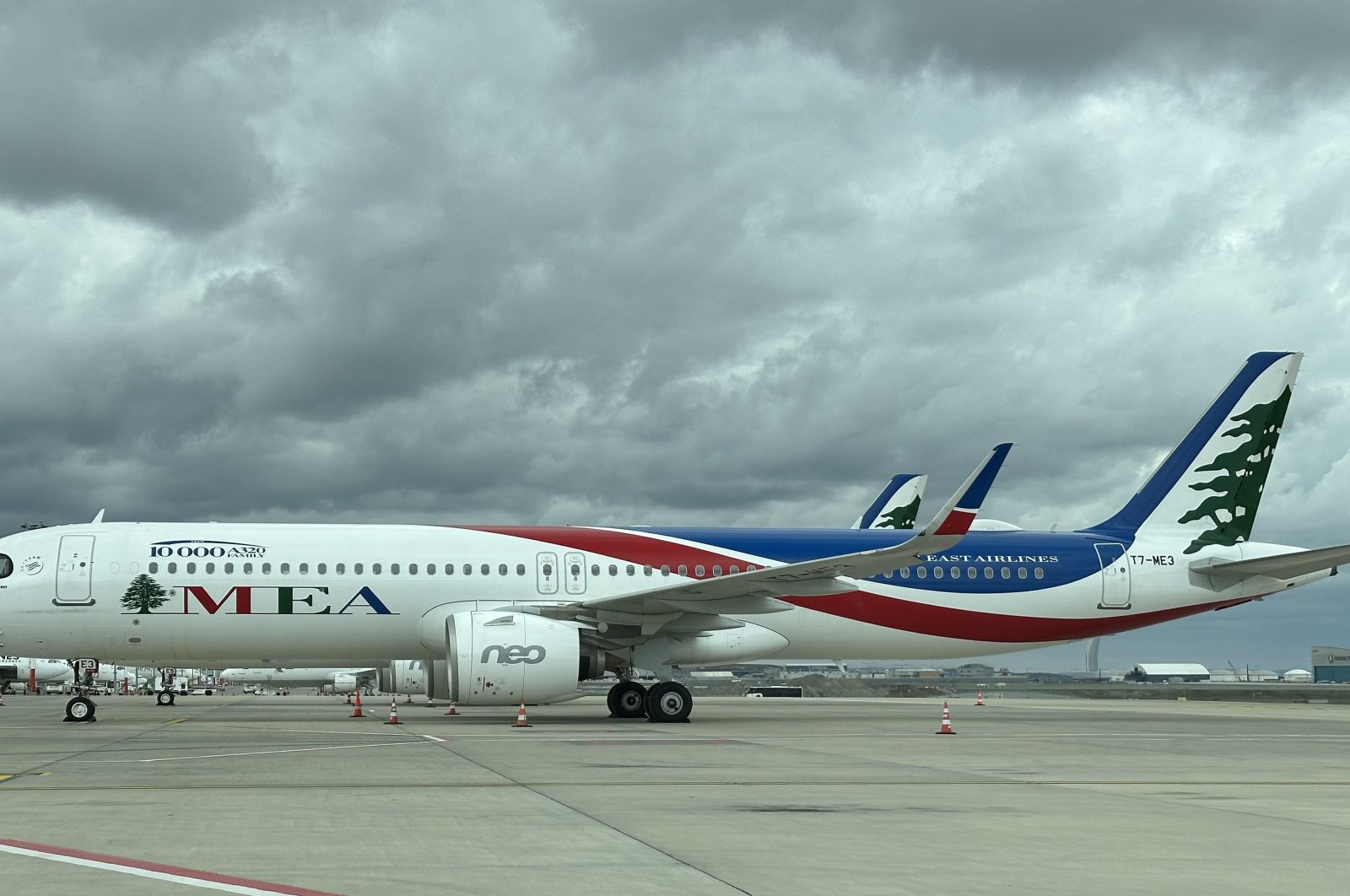 A Middle East Airlines aircraft is seen at Istanbul Airport, Istanbul, Türkiye, Oct. 17, 2023. (IHA Photo)