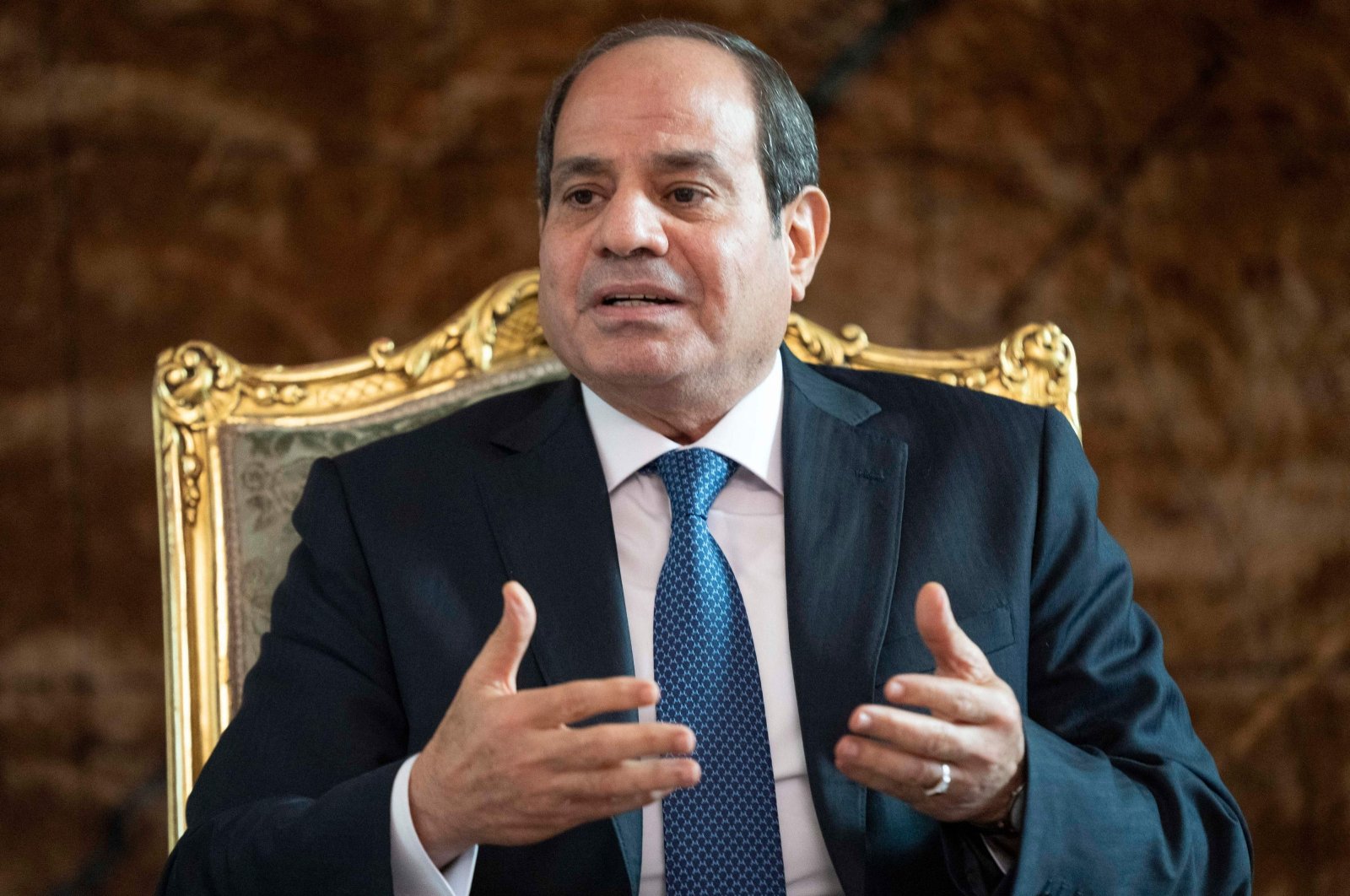 Egypt&#039;s President Abdel-Fattah el-Sissi during a meeting in Cairo, Egypt, Oct. 15, 2023. (AFP Photo)