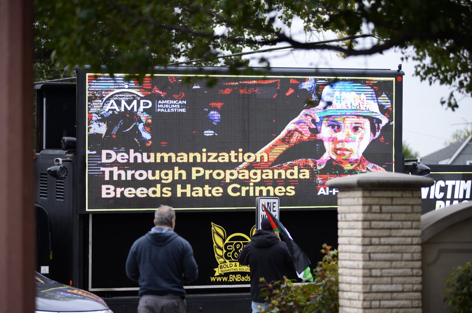 The screen shows a picture of the 6-year-old Palestinian boy Wadea al-Fayoume, who died after being stabbed by his homeowner, 71-year-old Joseph M. Czuba, in the Plainfield settlement southwest of Chicago, Illinois, U.S., Oct. 16, 2023. (AA Photo)