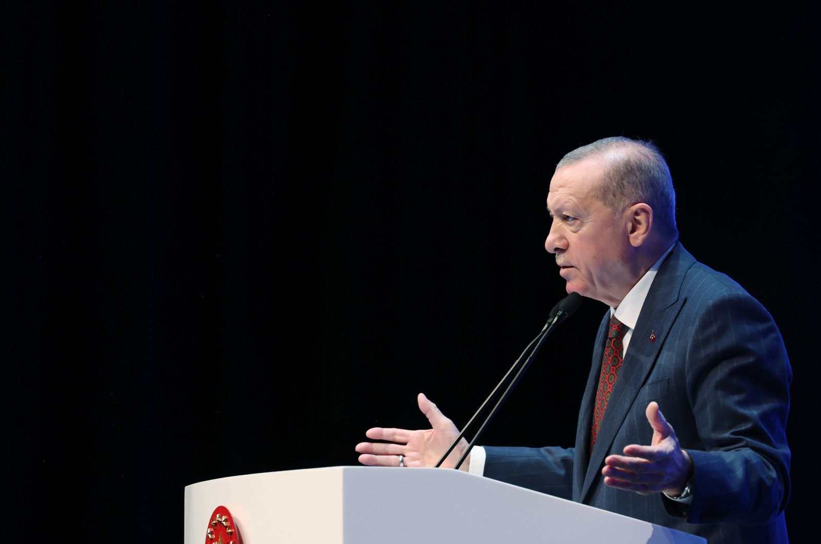 President Recep Tayyip Erdoğan speaks at an economy forum in Ankara, Türkiye, Oct. 13, 2023. (DHA File Photo)