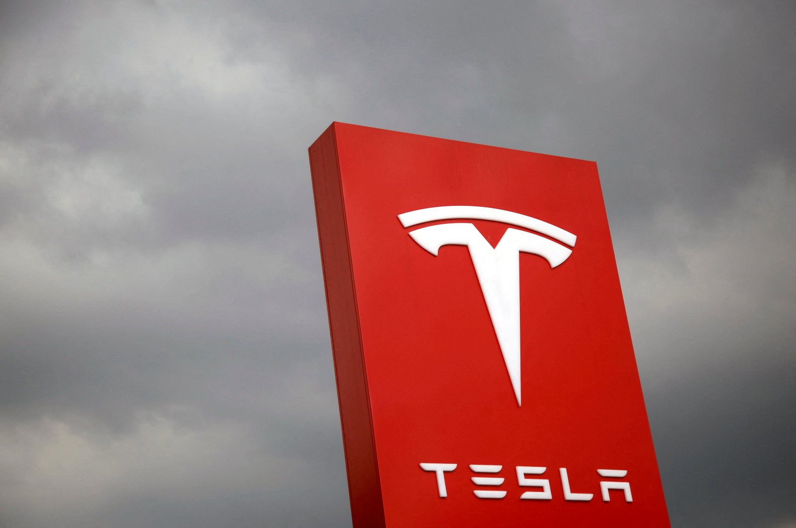 The logo of Tesla is seen in Taipei, Taiwan, Aug. 11, 2017. (Reuters Photo)