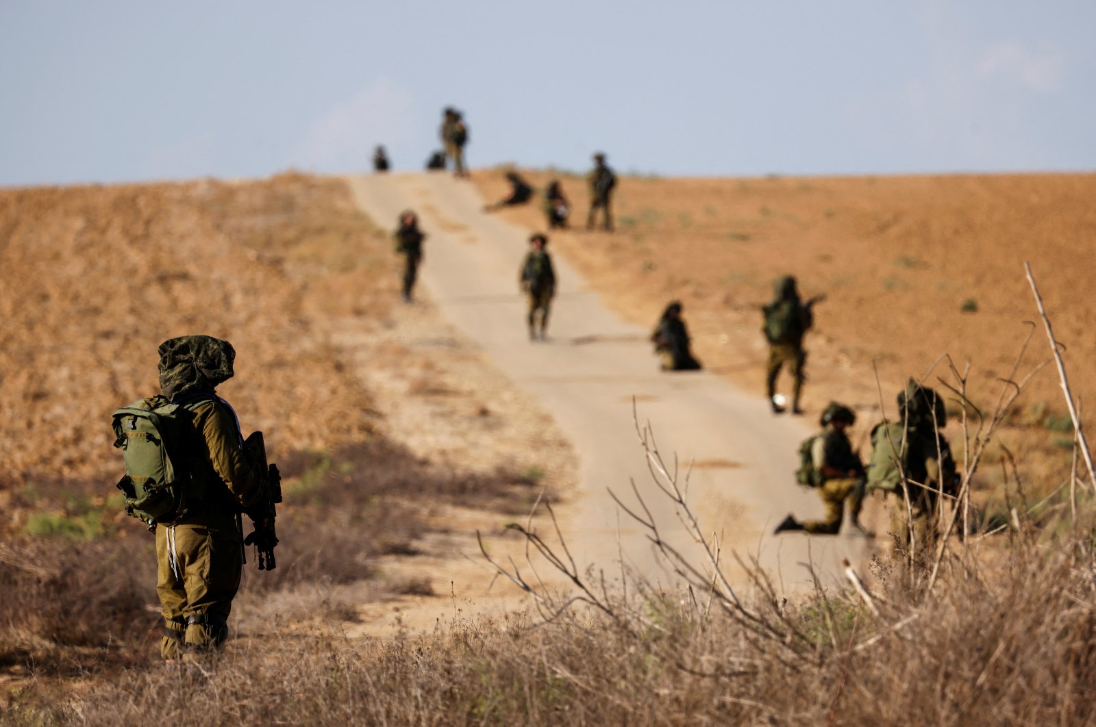 Israeli soldiers patrol an area near Israel&#039;s border with the Gaza Strip, in southern Israel, Oct. 19, 2023. (Reuters Photo)