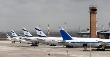 El Al Israel Airlines planes are seen on the tarmac at Ben Gurion International Airport in Lod, near Tel Aviv, Israel, March 10, 2020. (Reuters Photo)