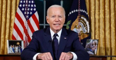 U.S. President Joe Biden addresses the nation on the Israel-Palestine and Russia-Ukraine conflicts from the Oval Office of the White House, Washington, D.C., U.S., Oct. 19, 2023. (AFP Photo)