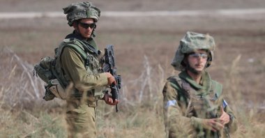 Israeli soldiers on patrol near the Gaza border, Oct. 19, 2023. (EPA Photo)