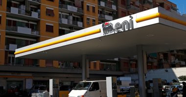 The logo of Italian energy company Eni is seen at a gas station in Rome, Italy, Aug. 16, 2018. (Reuters Photo)
