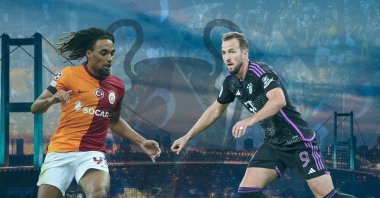 An illustration shows Galatasaray’s Sacha Boey (L) and Bayern Munich’s Harry Kane. (Illustration by Kelvin Ndunga)