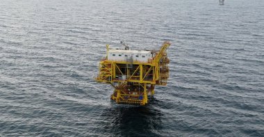 A view of an offshore platform that is part of the Silivri Natural Gas Storage Facility off Istanbul's Silivri district, Türkiye, Dec. 15, 2022. (AA Photo)