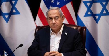 Israeli PM Benjamin Netanyahu attends a press conference in Tel Aviv, Israel, Oct. 18, 2023. (AFP Photo)