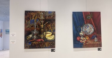 Paintings of Russian artists in an Oriental style are seen at this picture at Ankara Science University, Türkiye, Oct. 20, 2023 (Photo by Dilara Aslan Özer)