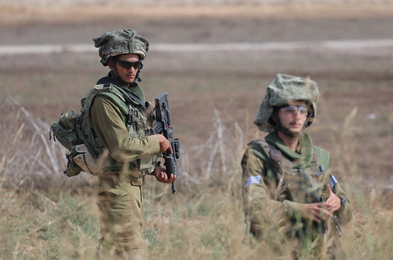 Israeli soldiers on patrol near the Gaza border, Oct. 19, 2023. (EPA Photo)